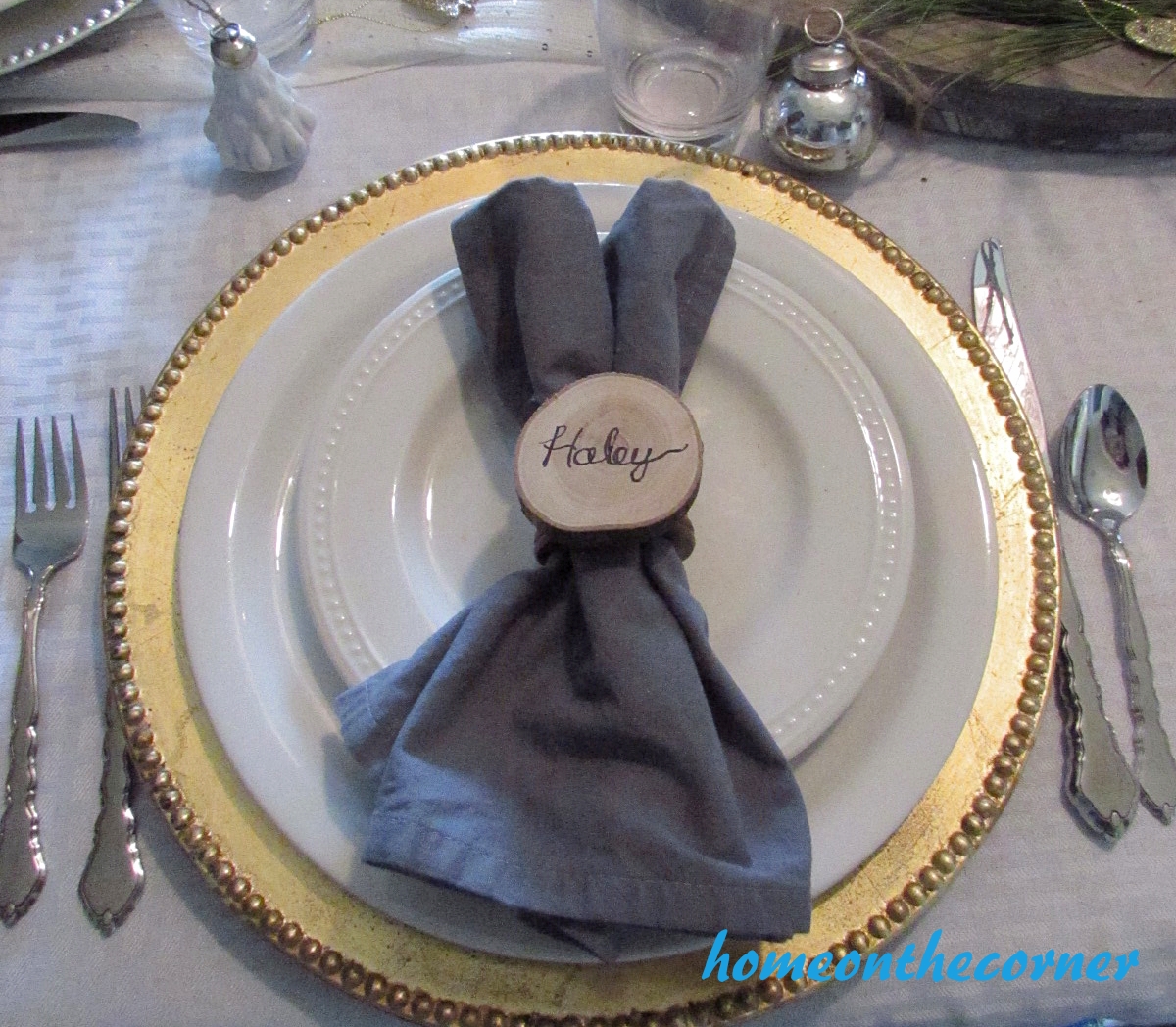 Dining Room Christmas Tablescape Gold