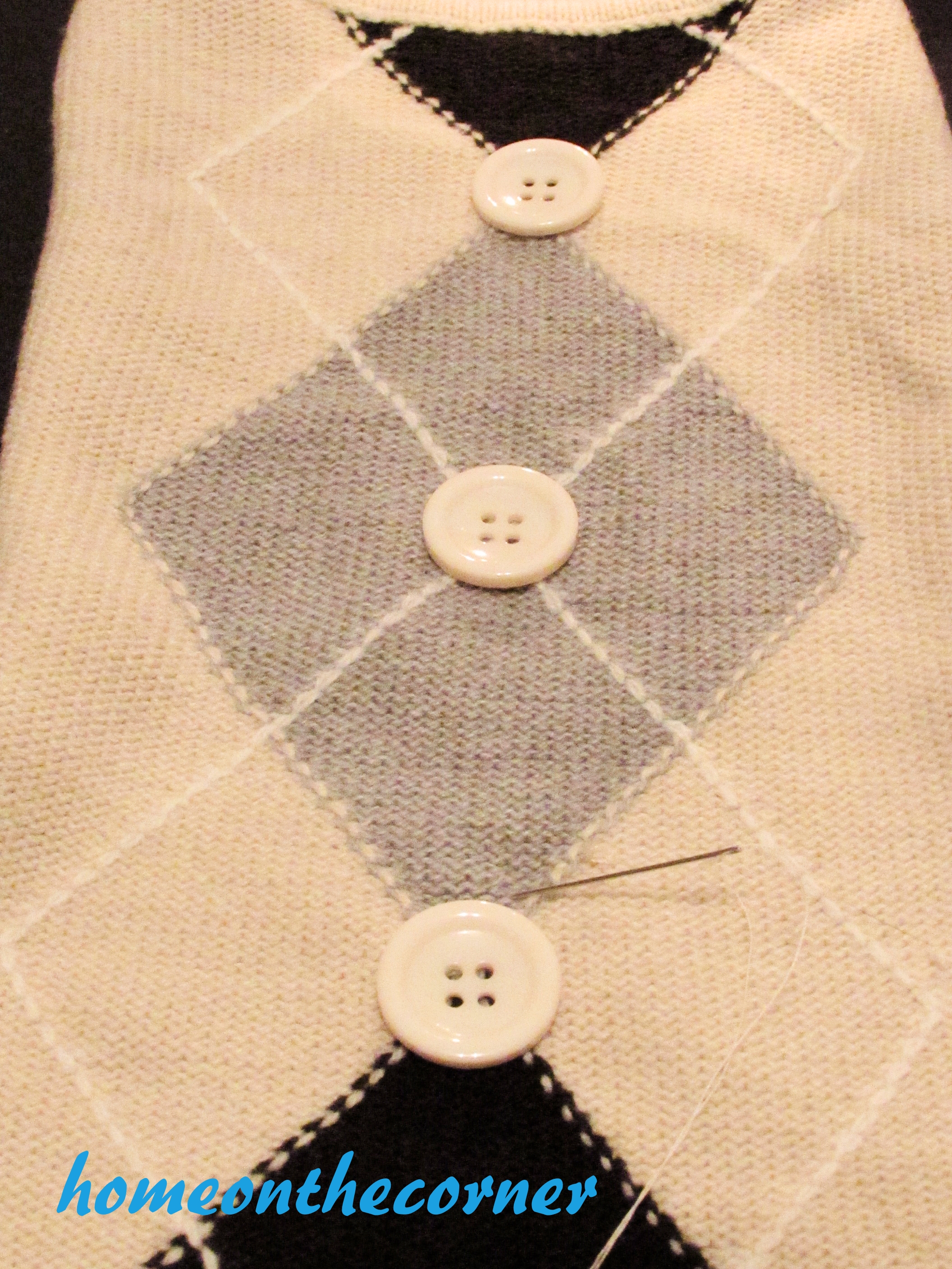 sweater stocking tutorial buttons