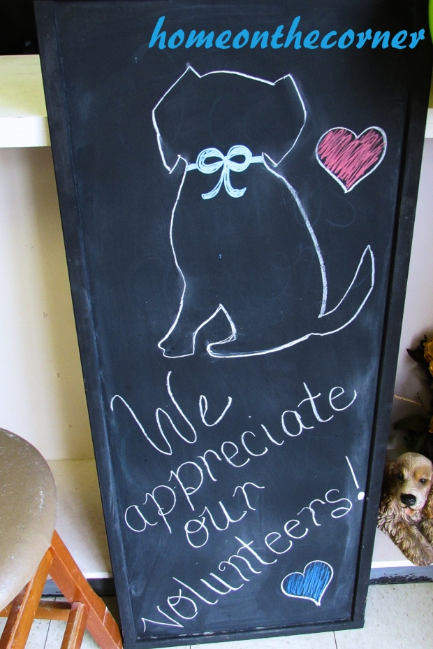 animal shelter volunteer chalkboard dog sign