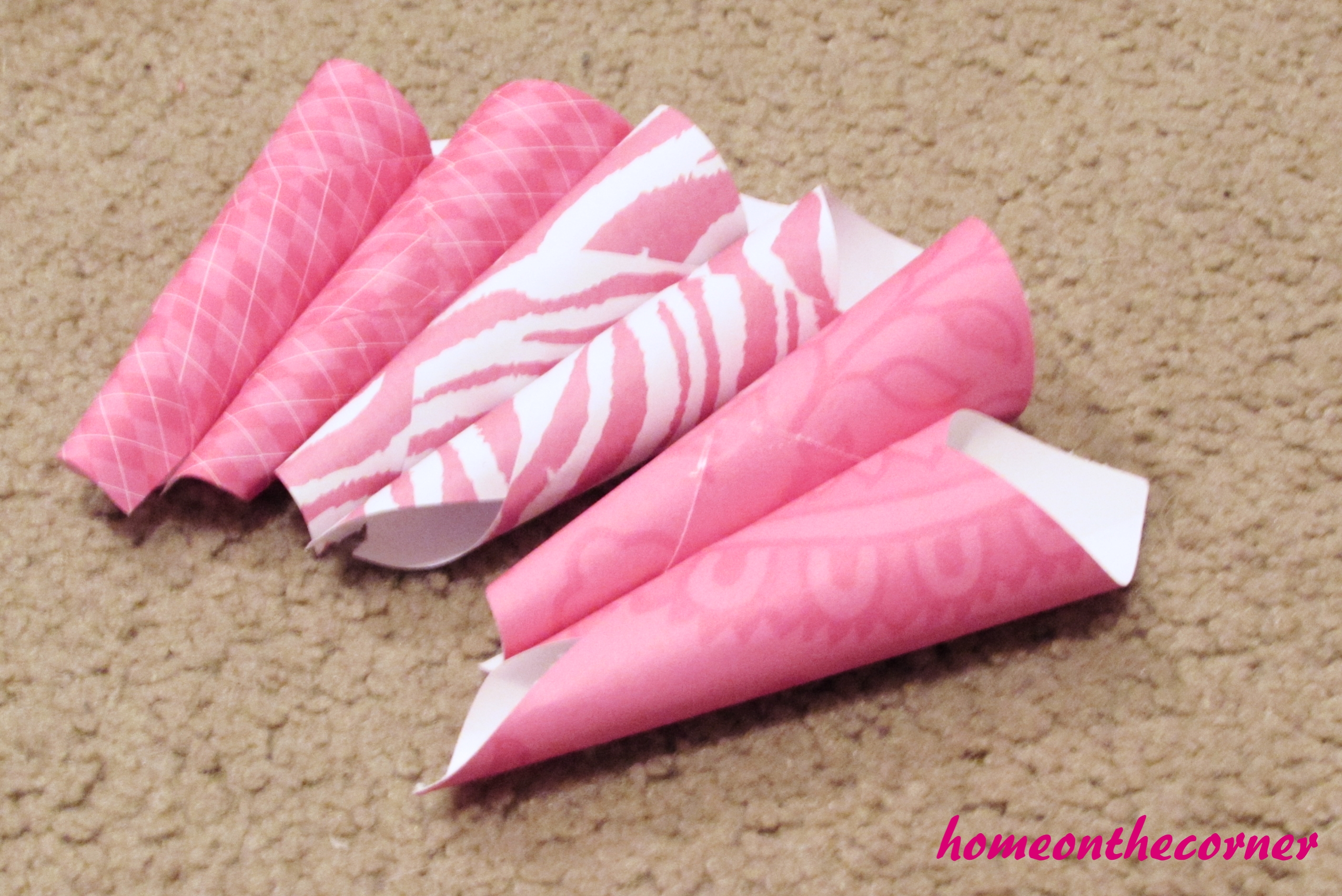 Pink Paper Flower Cones