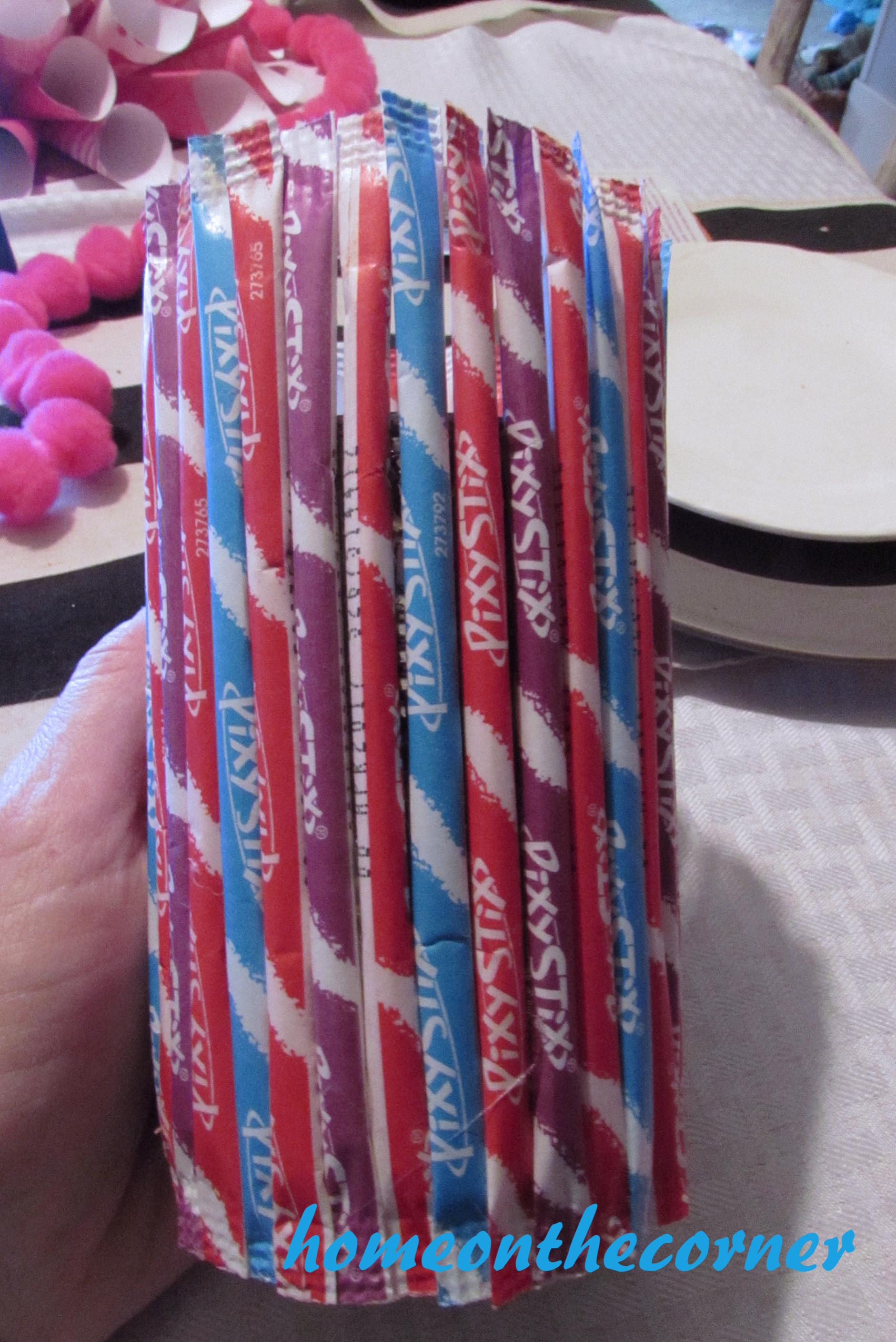 pixie stix flower holder covered