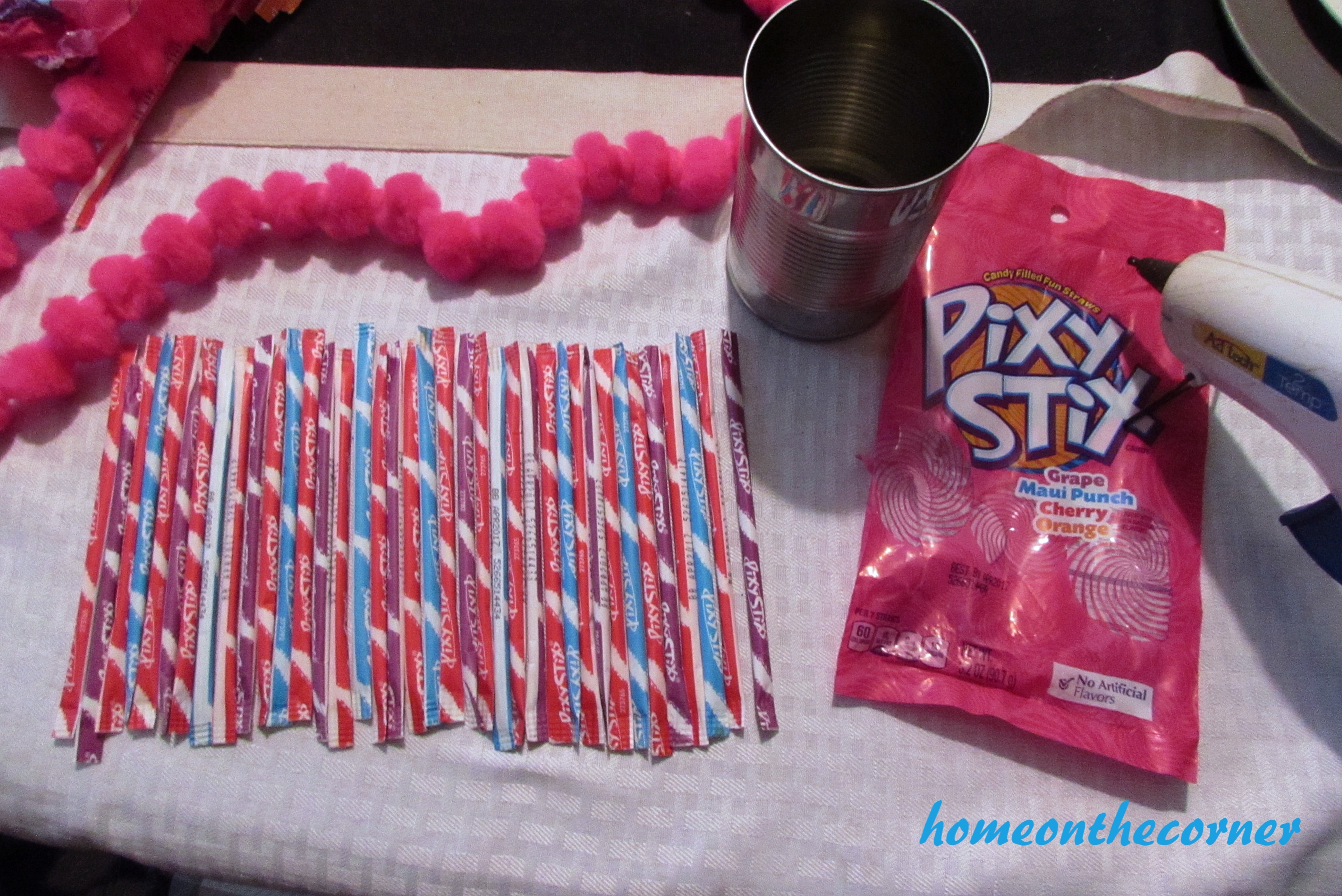 pixie stix flower holder tin can