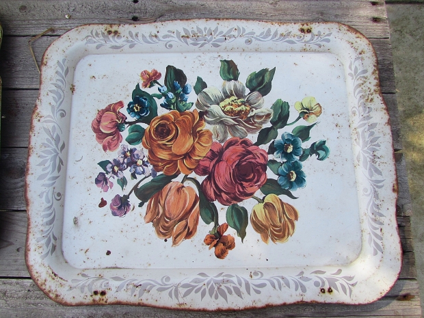 floral metal trays makeover single tray