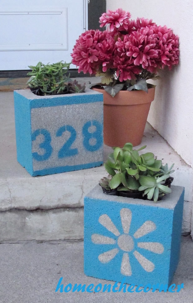 concrete painted planter front porch