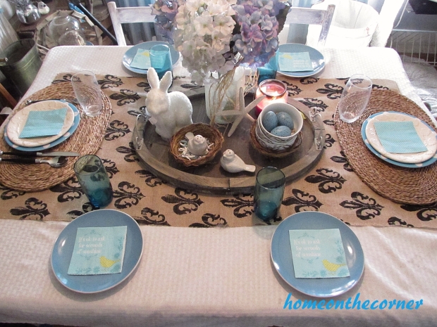 turquoise and white spring tablescape 2016