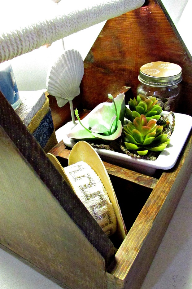 toolbox makeover spool, plants candles