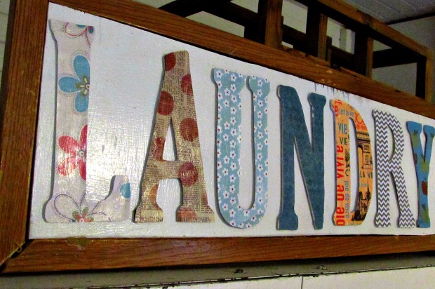 Laundry room makeover chipboard letters