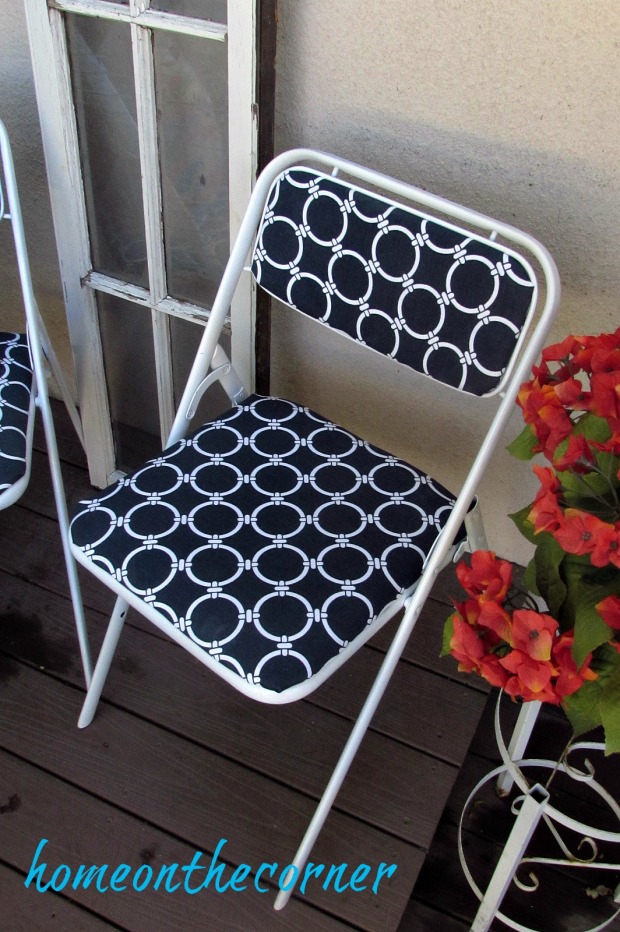 folding chair makeover blue and white completed chair