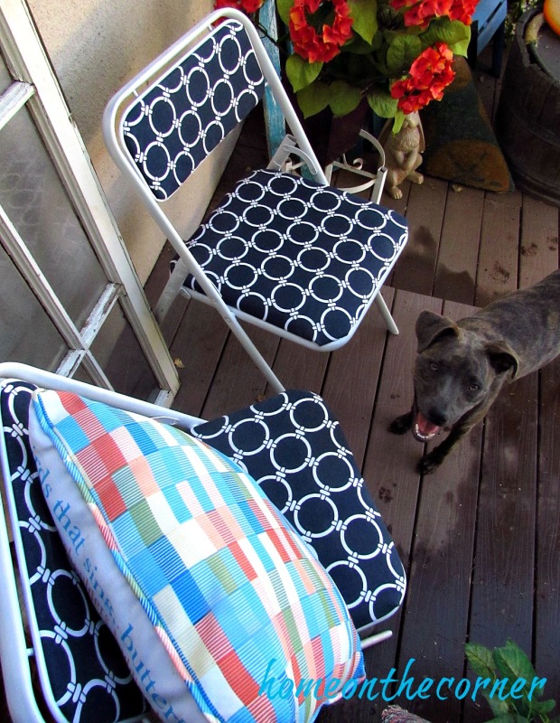 folding chair makeover with Rozy