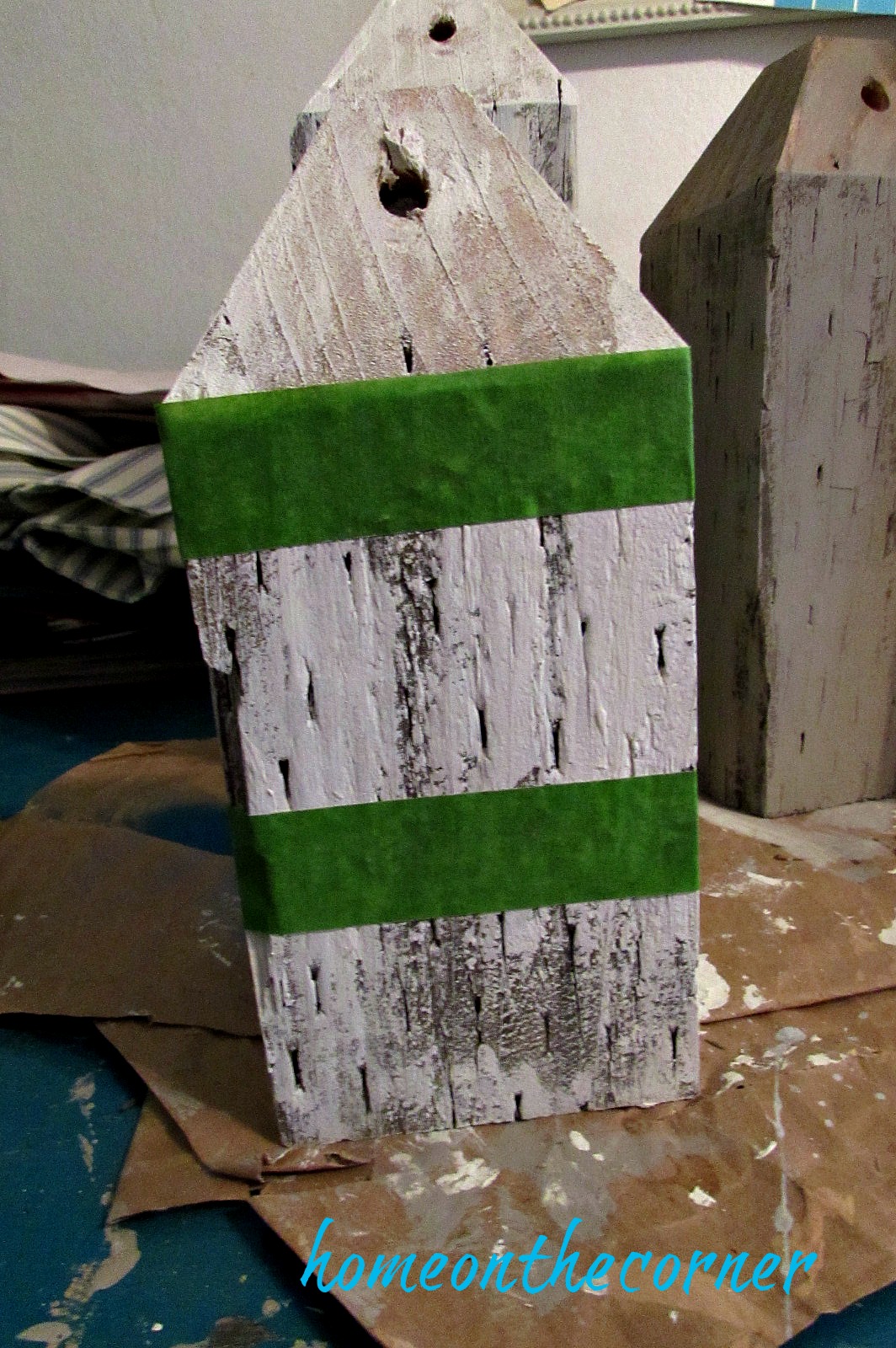 ocean wooden buoy painting stripes