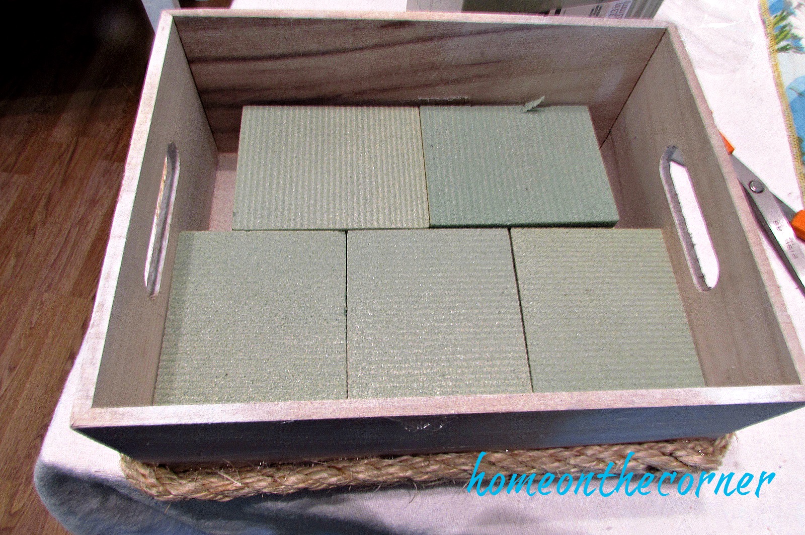 wooden flower box styrofoam