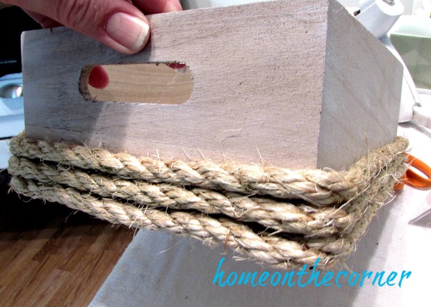 wooden flower box with rope