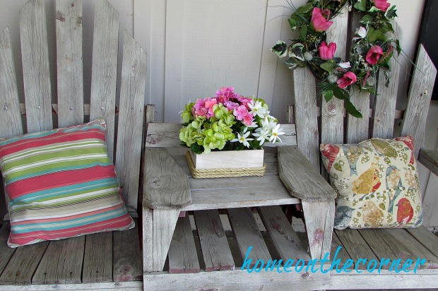 wooden flower rope box patio bench