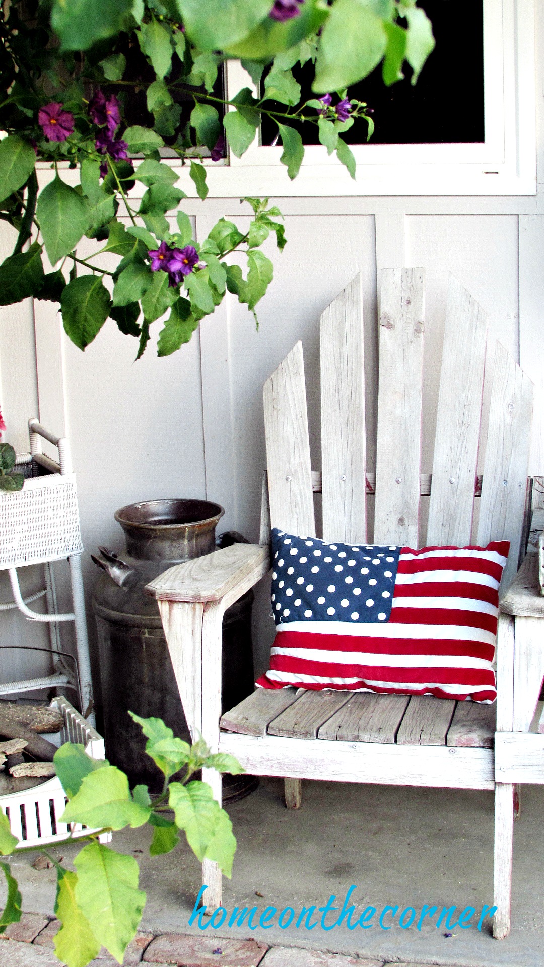 patriotic porch flag pillow milk can