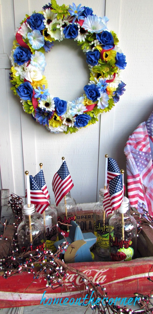 patriotic porch flags and wreath
