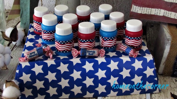 patriotic red white blue bubble bottles