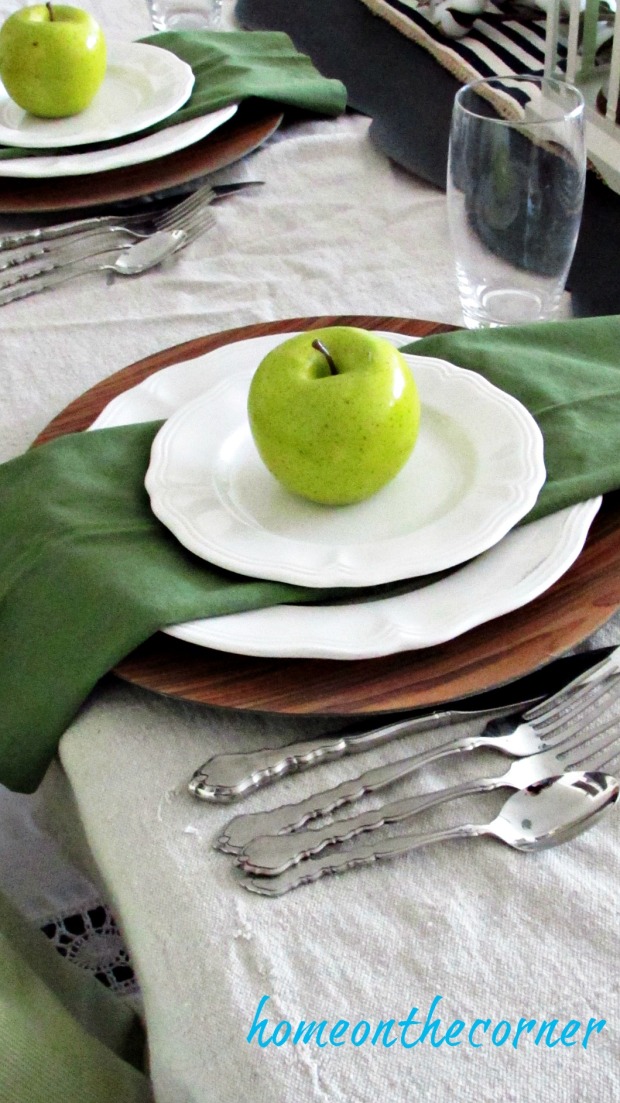 fall dining room green apples