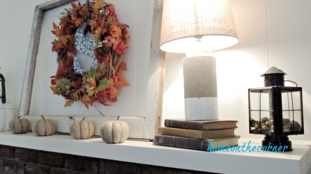 fall family room window pumpkins