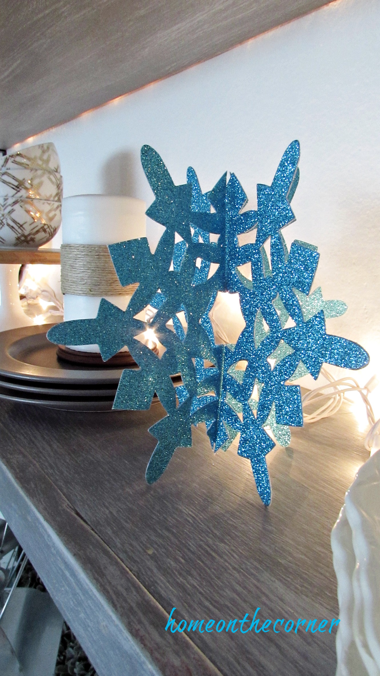 christmas 2017 dining room turquoise snowflake