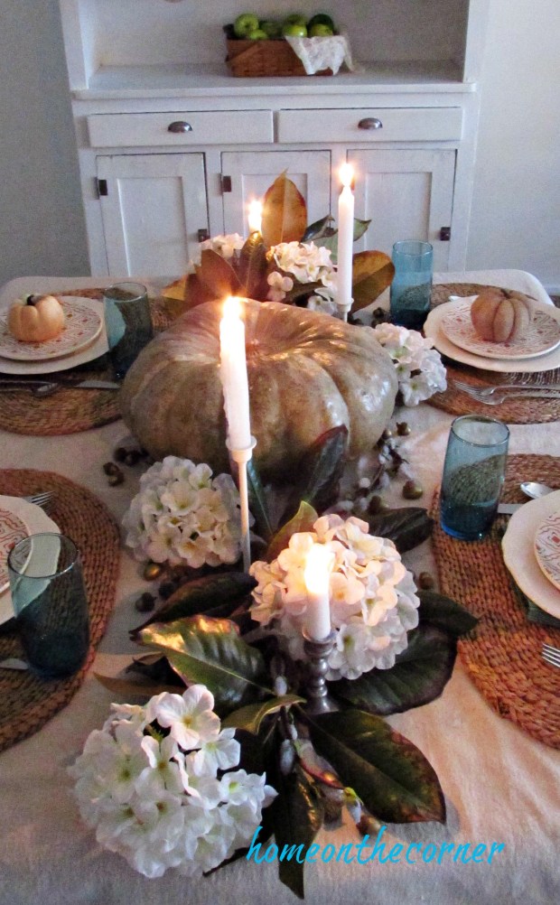 fall tablescape 2017 hydrangeas