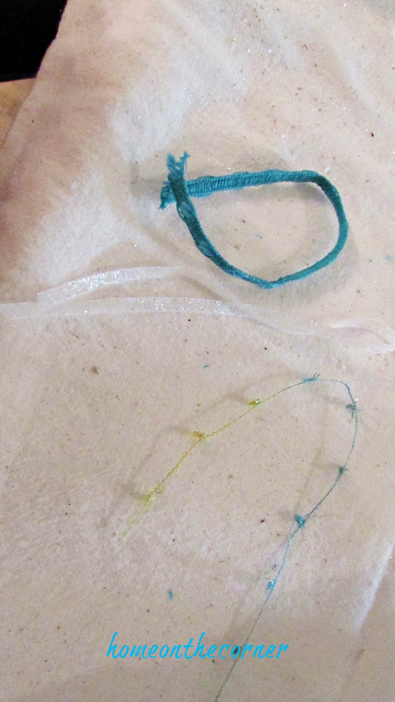 ornament exchange 2017 turquoise and white ribbon