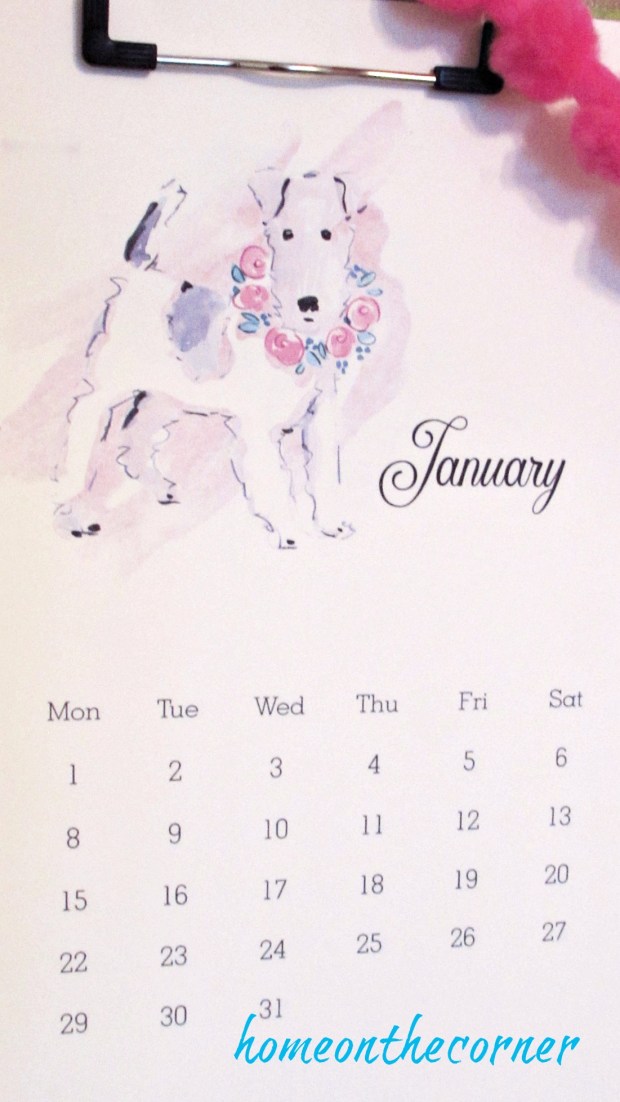 Christmas Guest Room Pink Dog Calendar