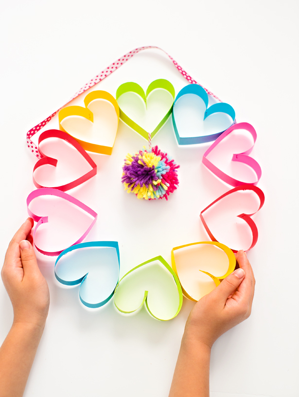 rainbow-heart-paper-pom-pom-wreath