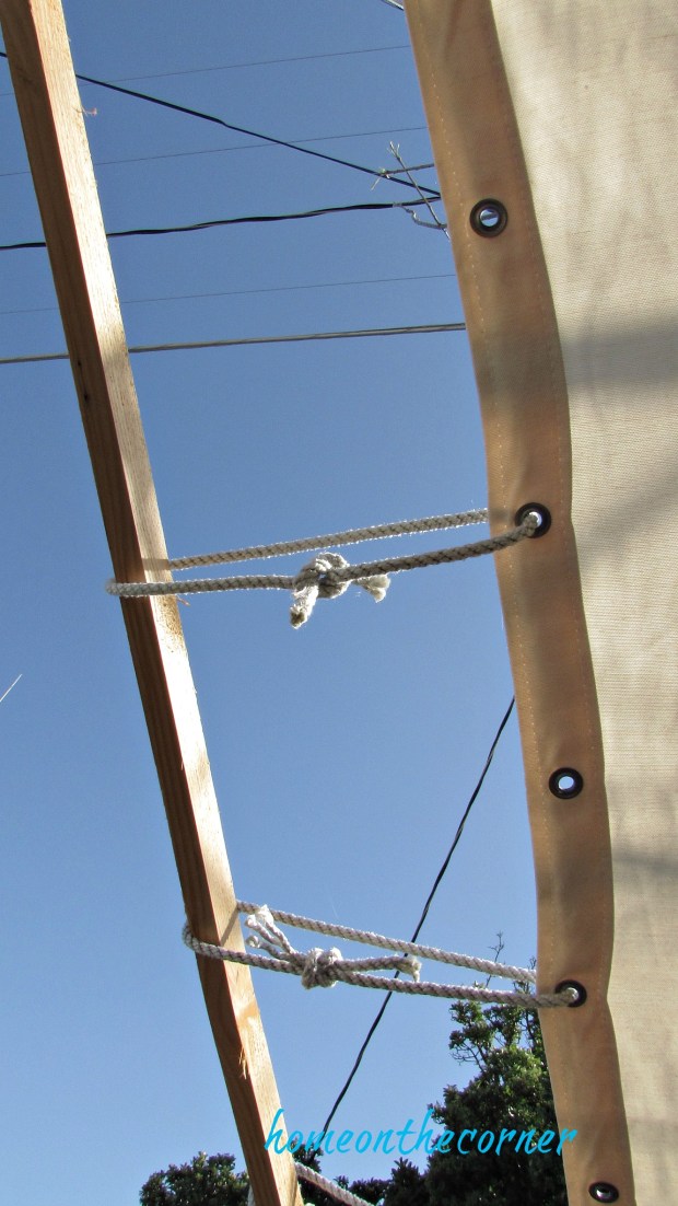 backyard gazebo canvas cover rope ties