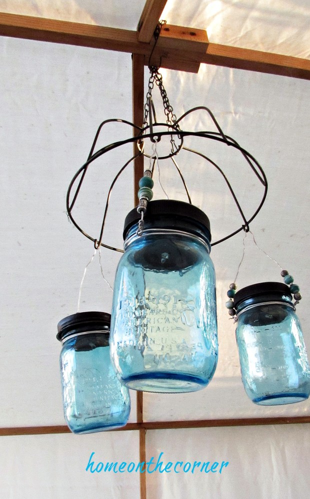 backyard gazebo mason jar hanging lights