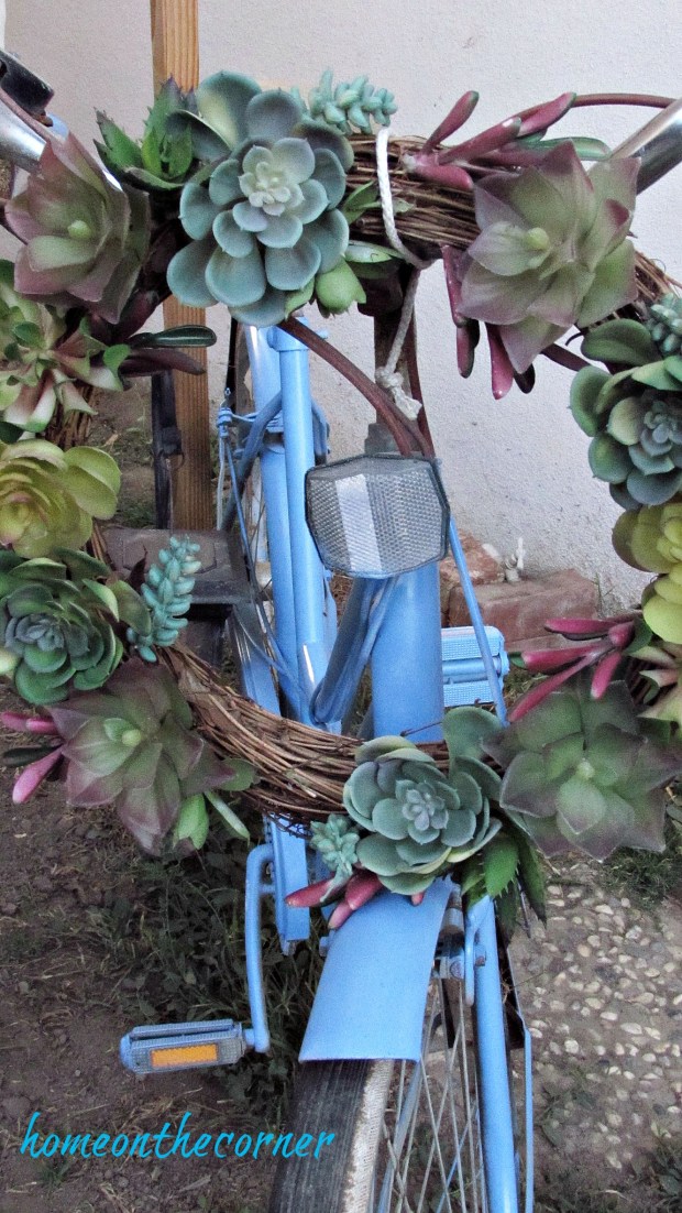 backyard gazebo vintage bike and wreath
