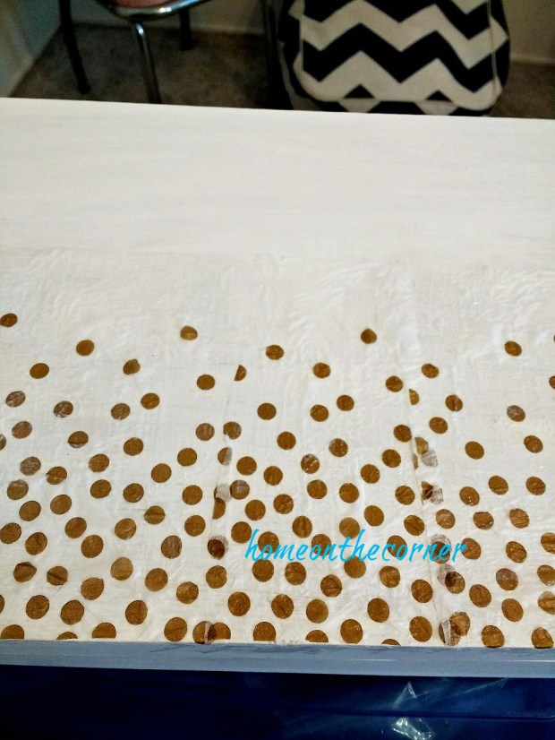 wooden box gold dot napkin decoupage