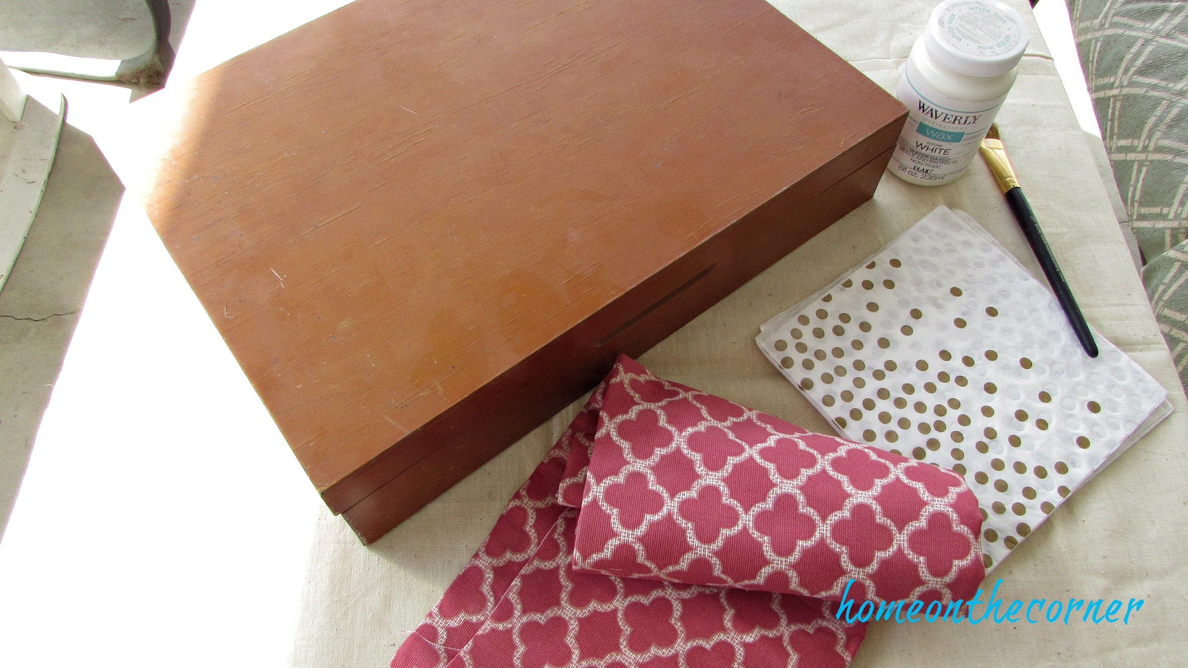 wooden box makeover flatware storage