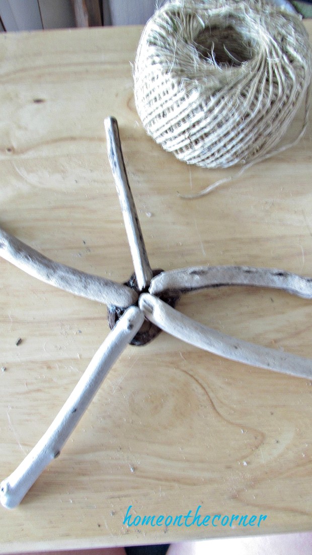 driftwood starfish hot glue and twine