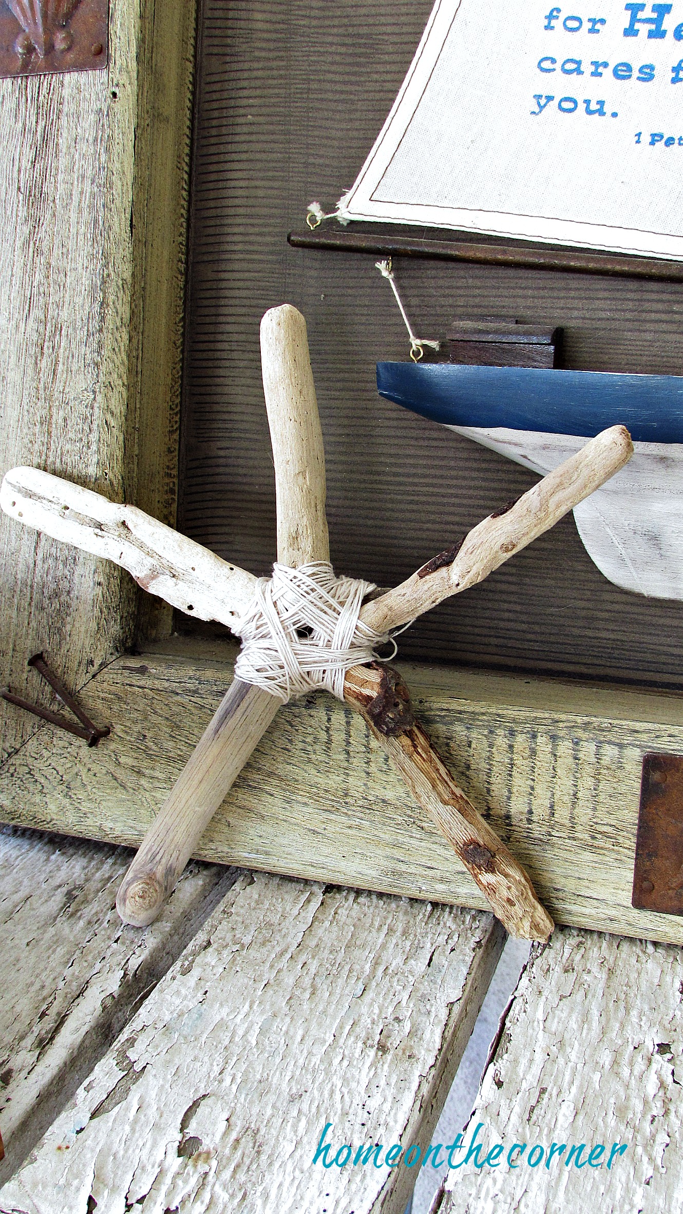 driftwood starfish single 5 pieces with string