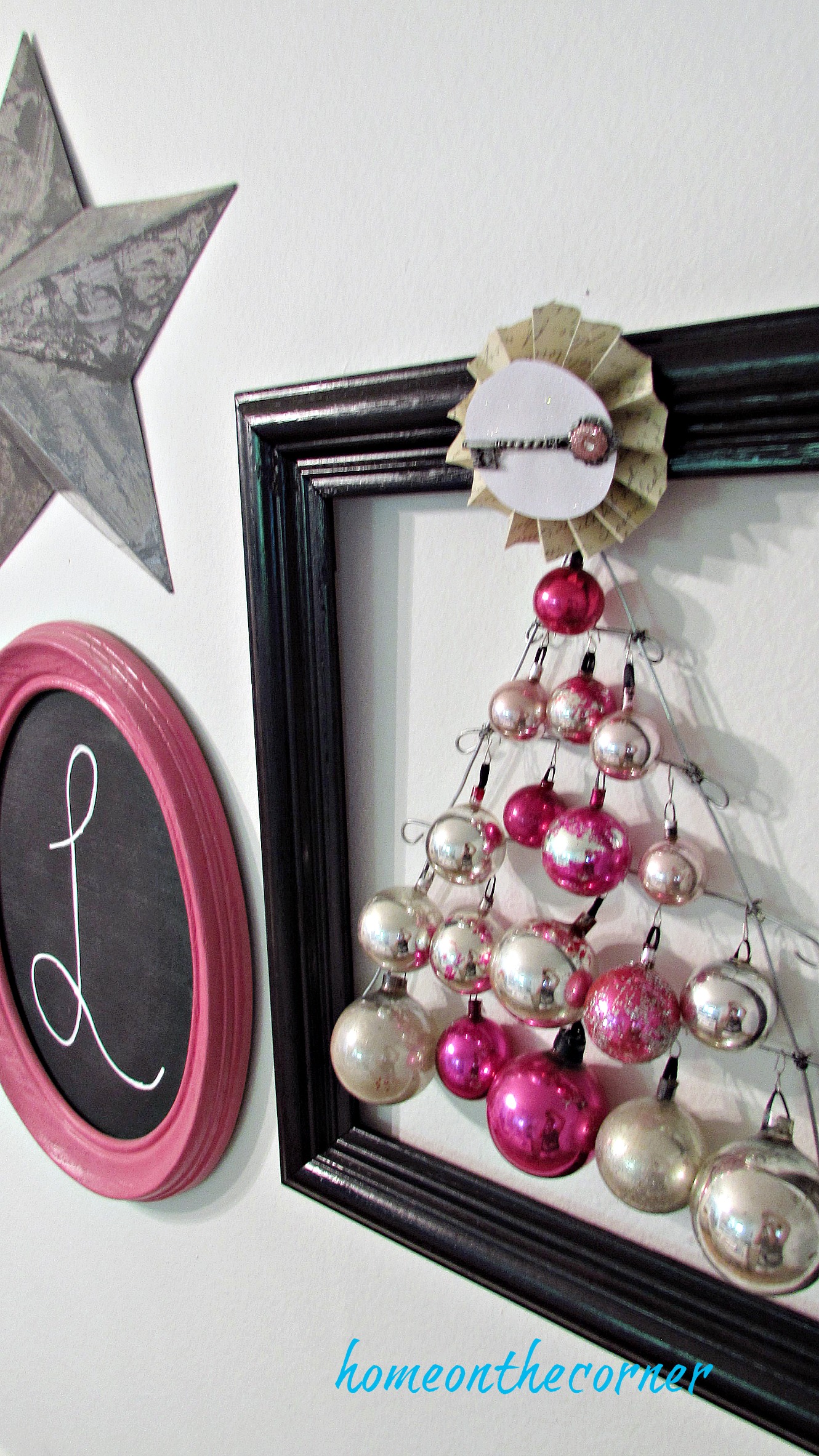 pink christmas ornament pink silver black