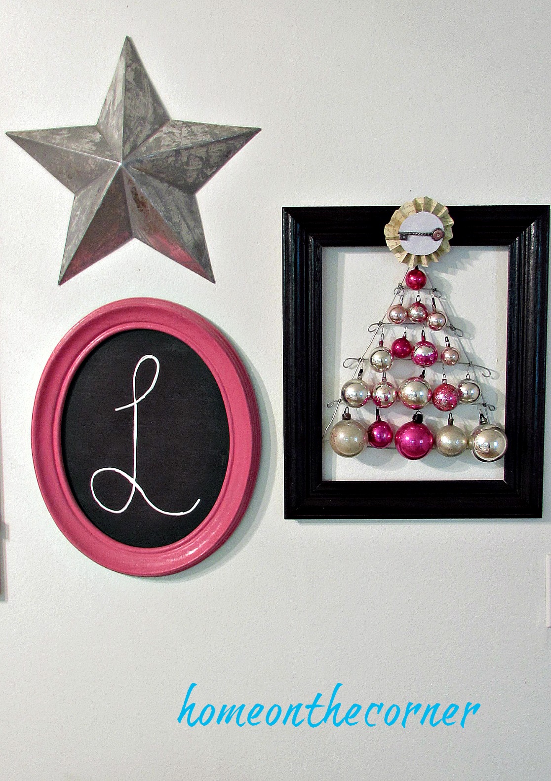 pink christmas ornament tree hanging