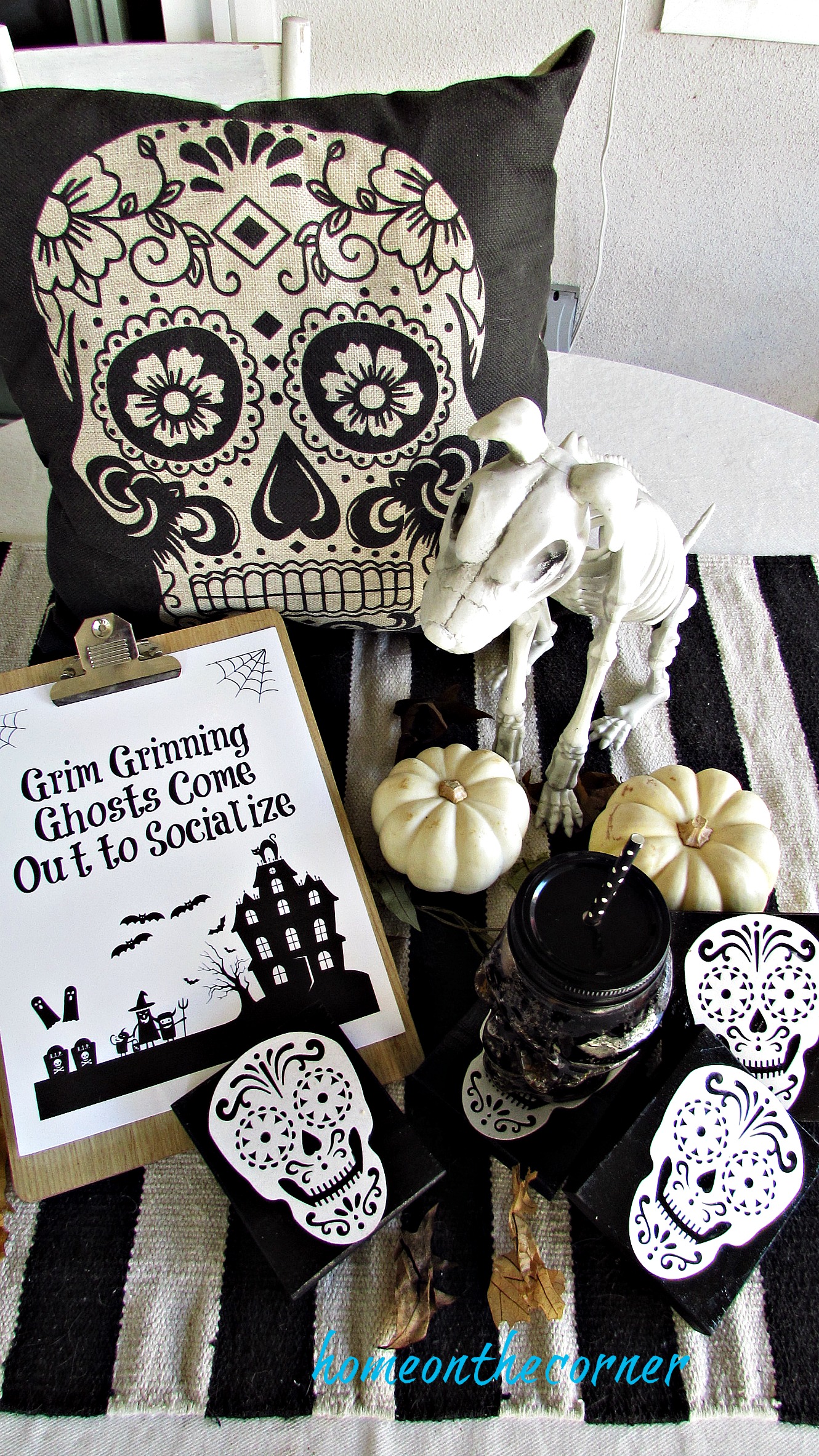 skull coaster tablescape