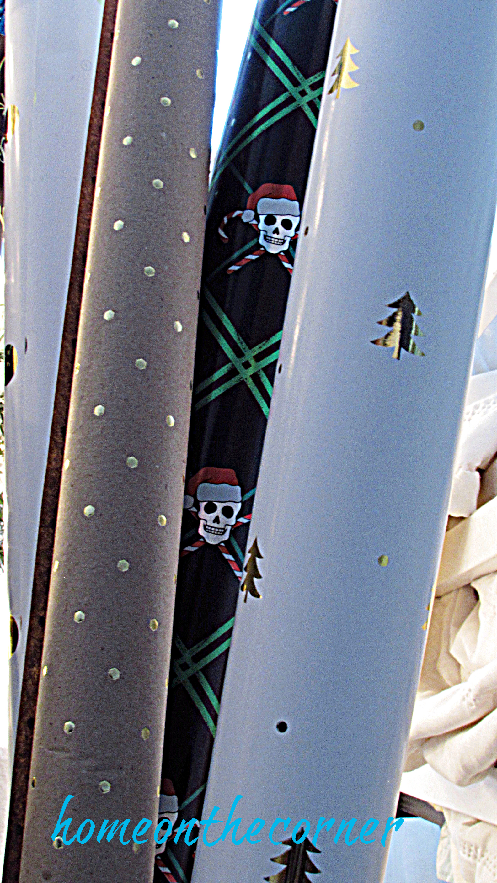 gold, white, kraft paper, skull, wrapping paper