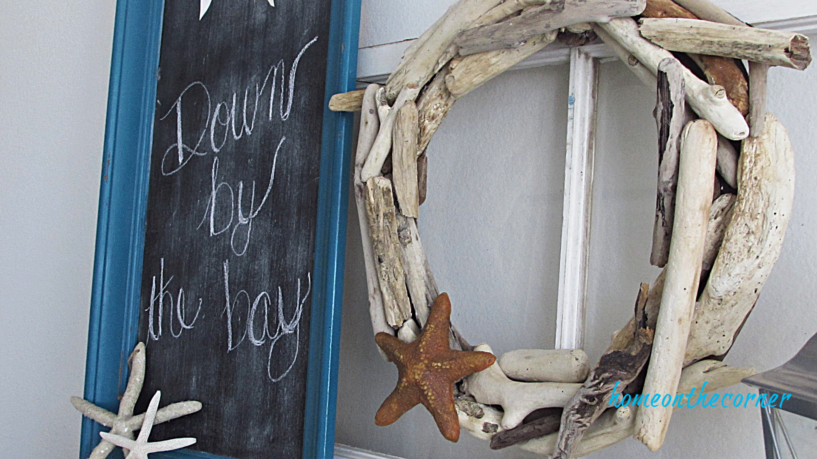 driftwood wreath chalkboard