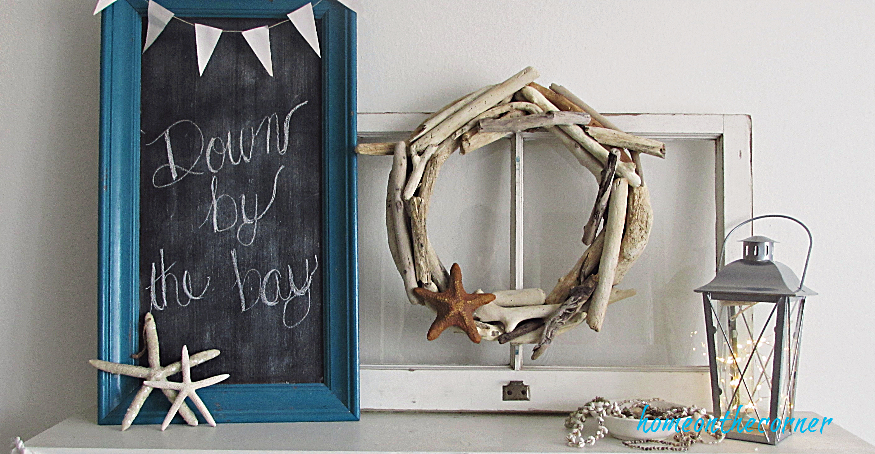 driftwood wreath old window