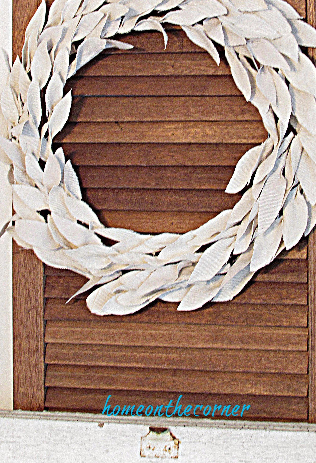 drop cloth wreath shutter