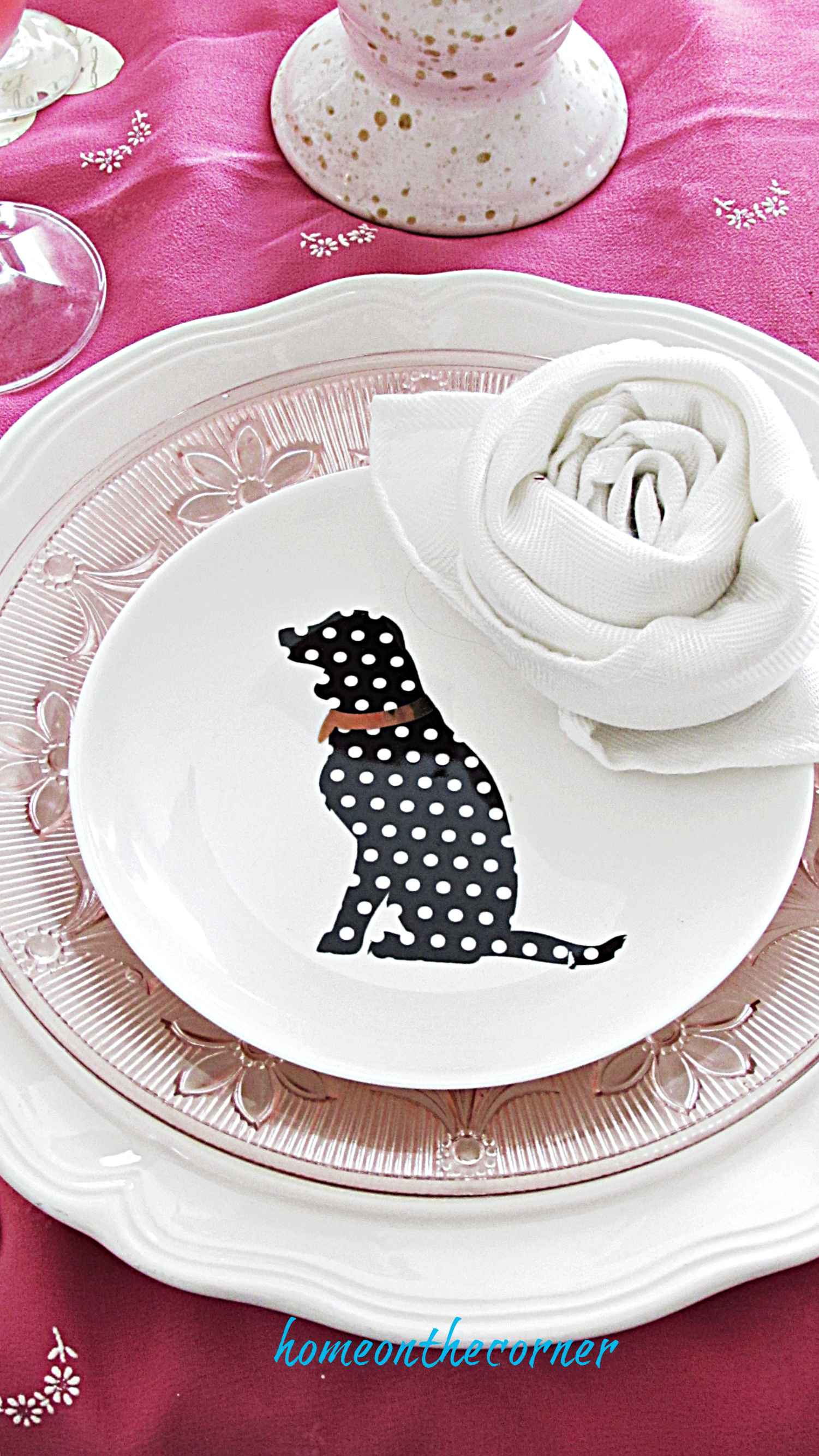 valentine tablescape dog plate