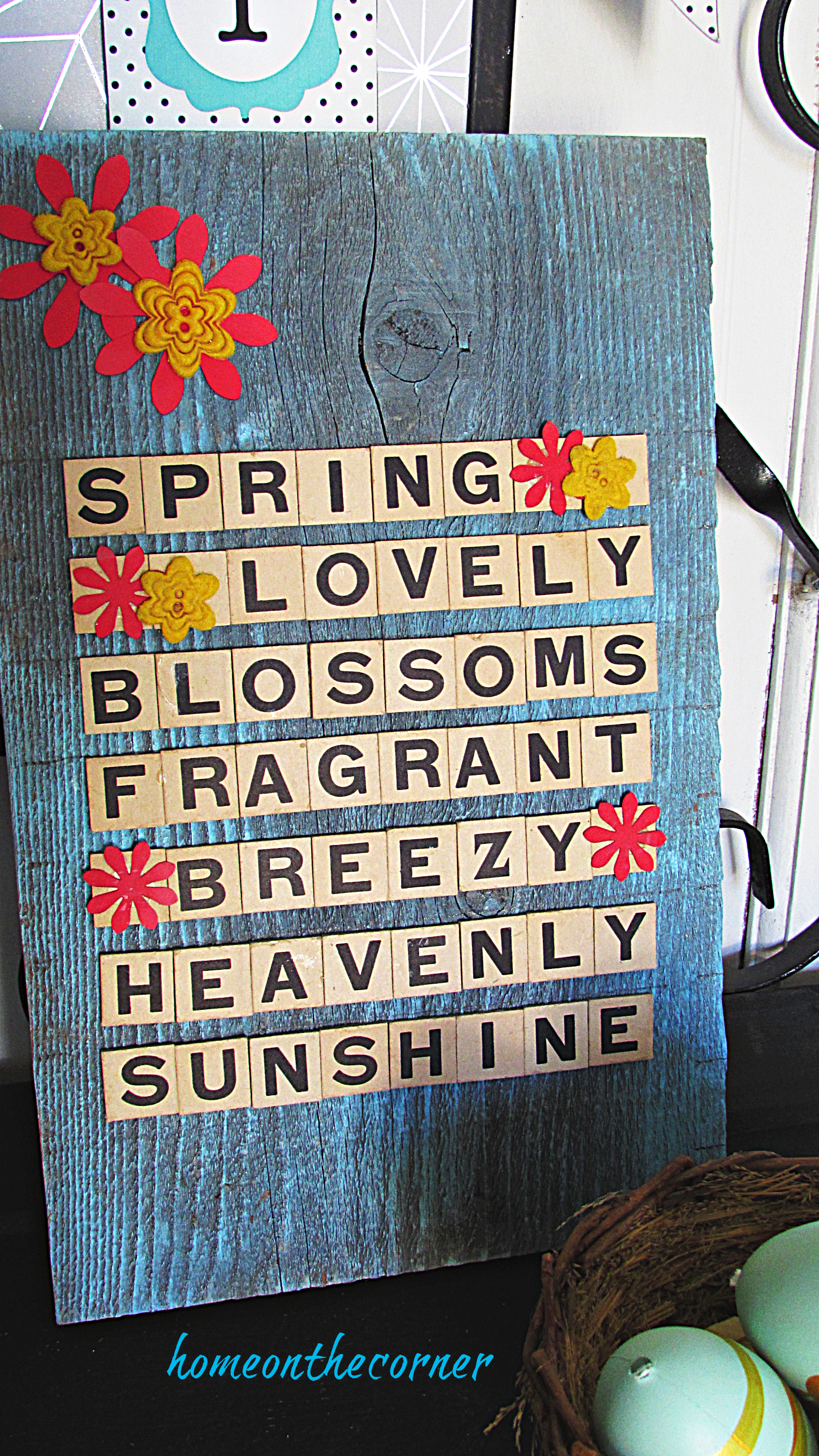 scrabble tile letters turquoise spring