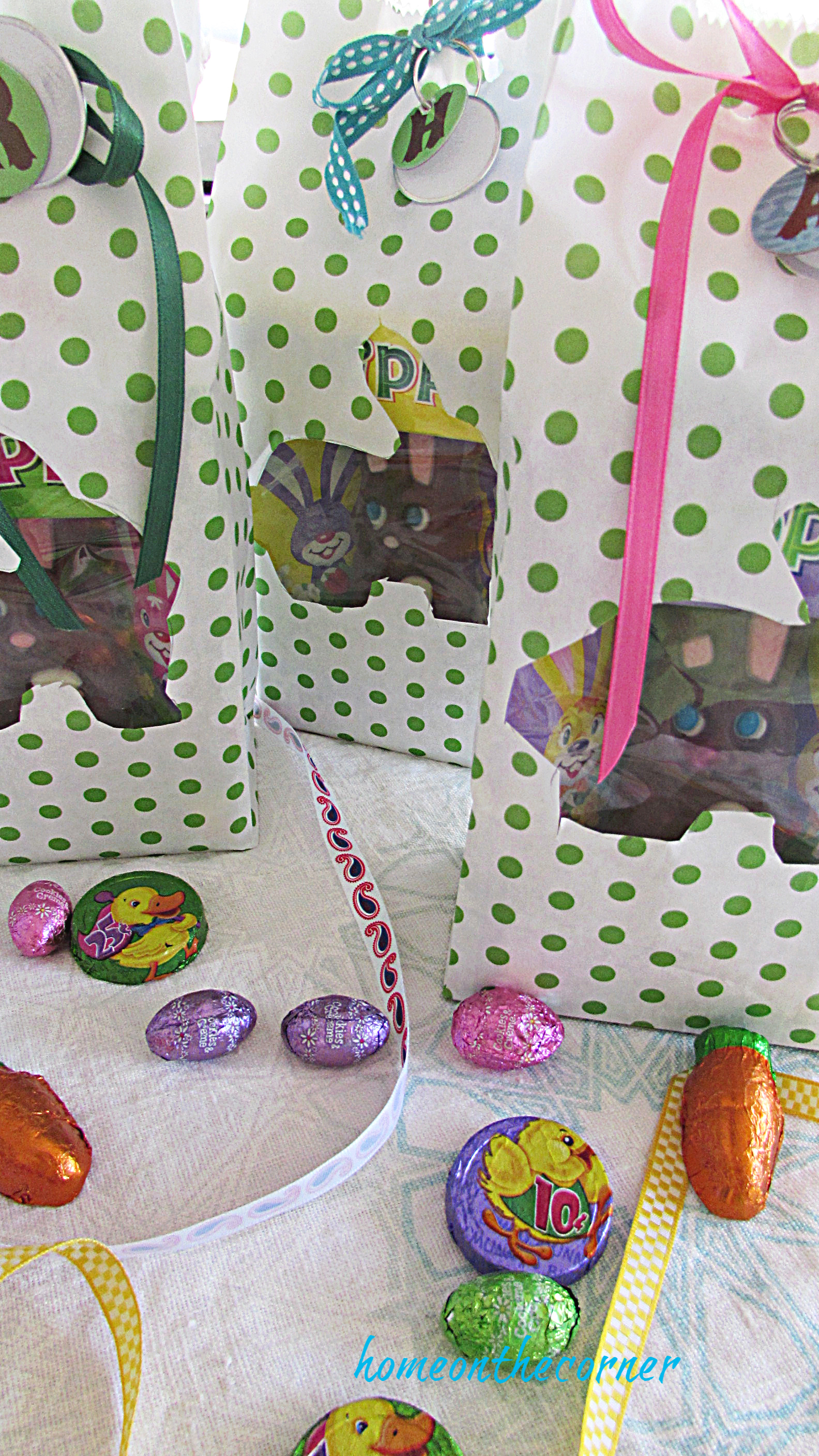 Polka Dot Easter Bag Bunny and candy