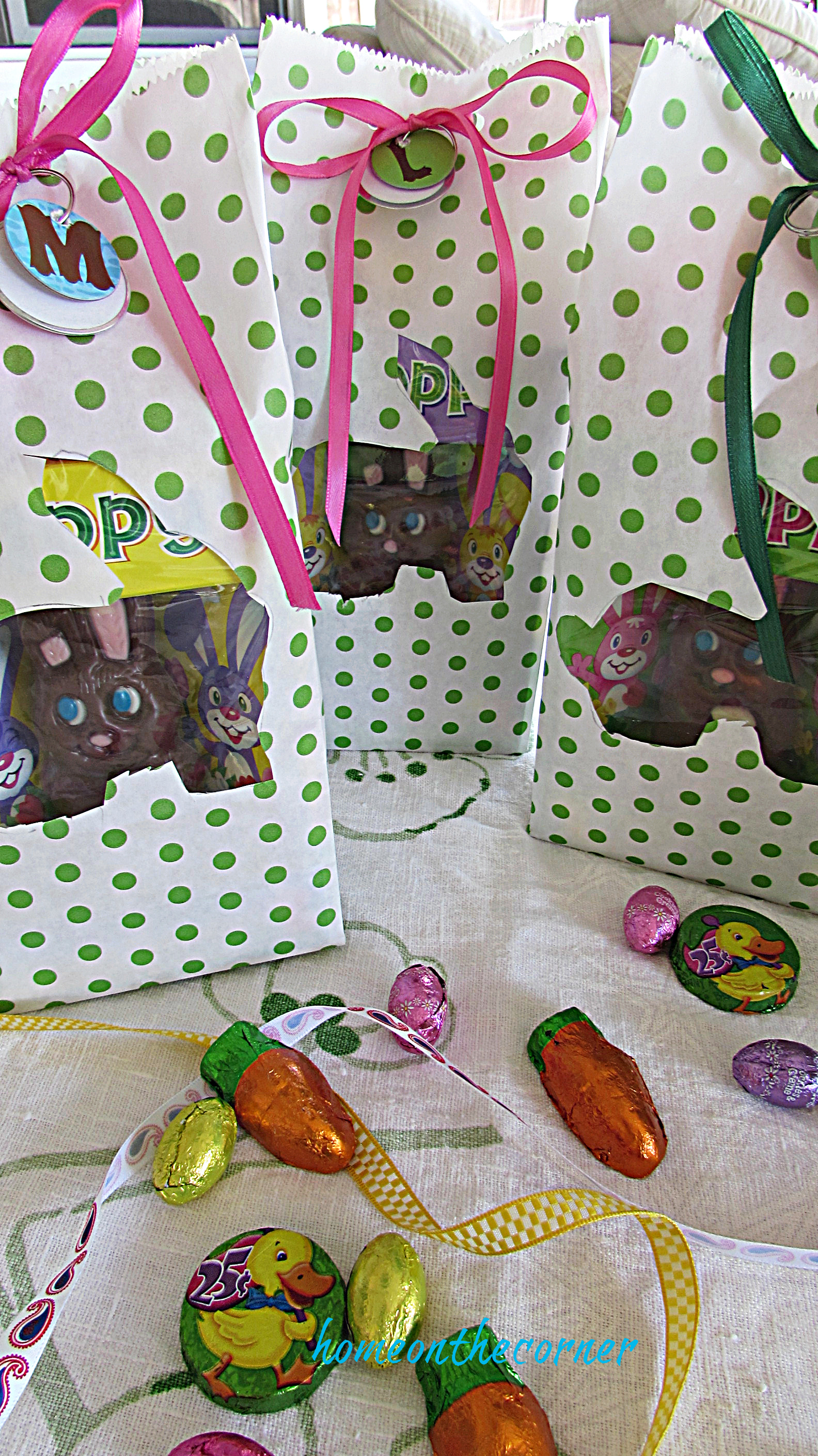 Polka Dot Easter Bag Candy chocolate bunny