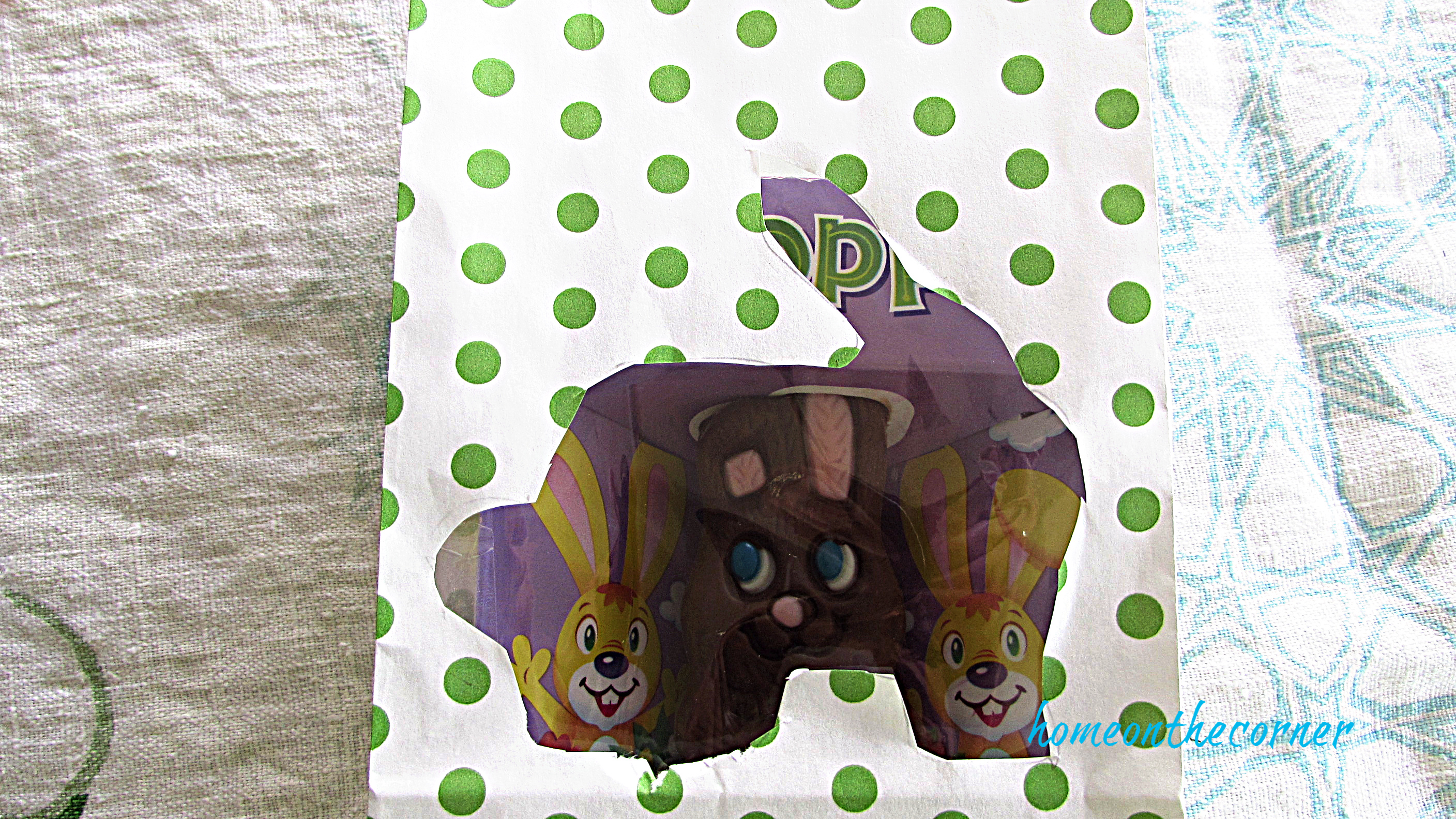 Polka Dot Easter Bag Cellophane bunny green dots