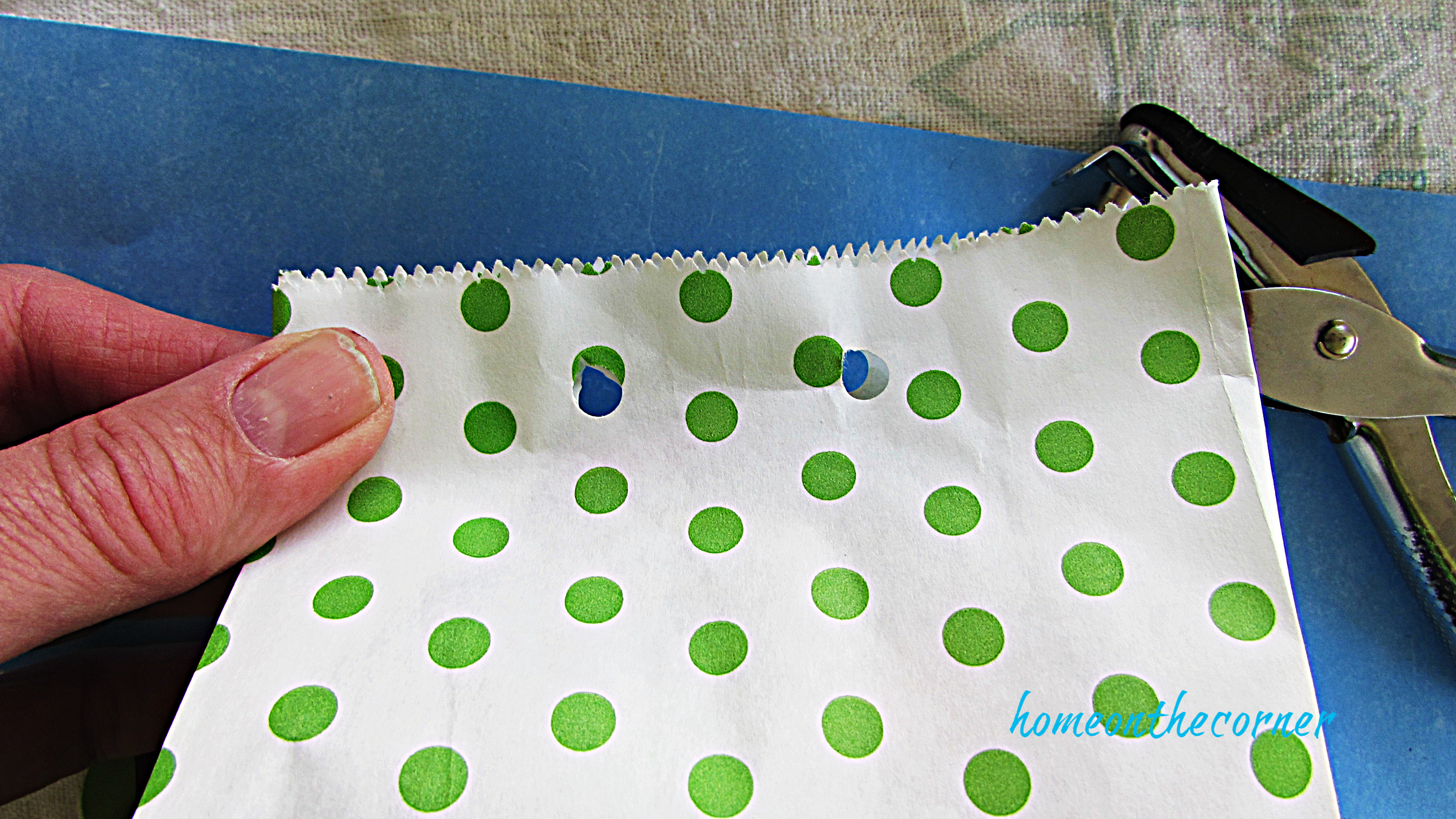 Polka Dot Easter Bag hole punch