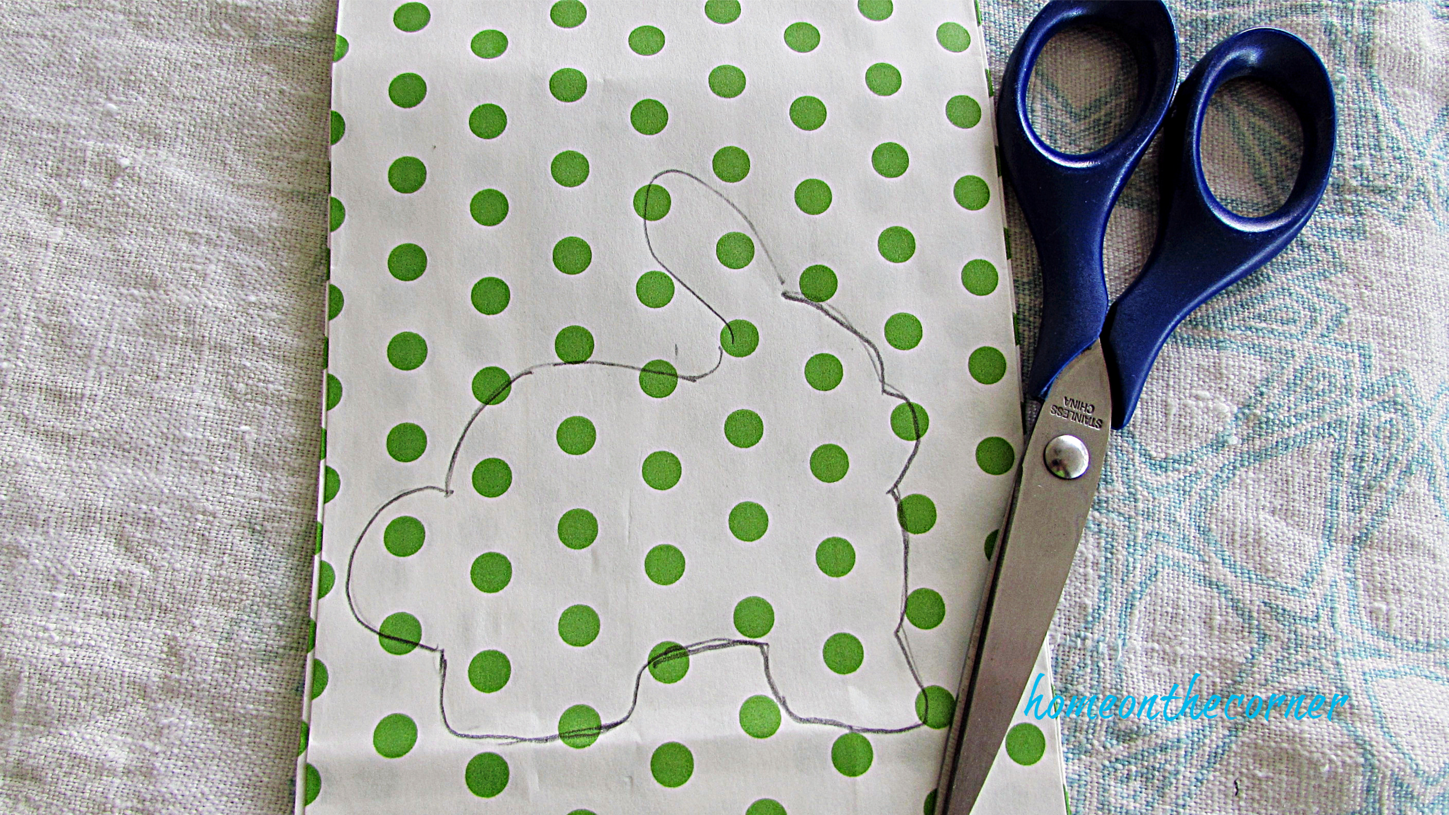 Polka Dot Easter Bag traced bunny