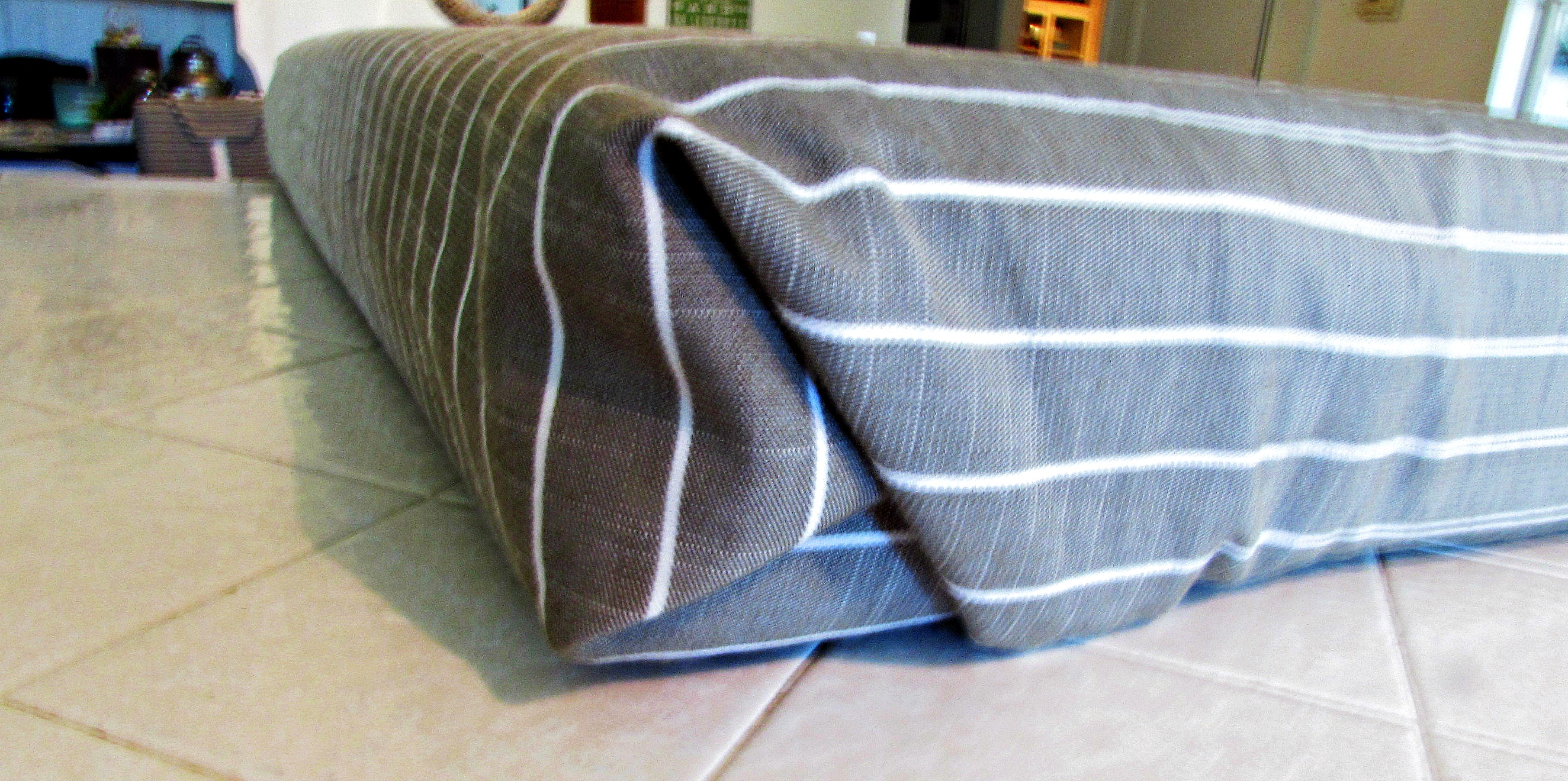 rv makeover folded cushion cover ends