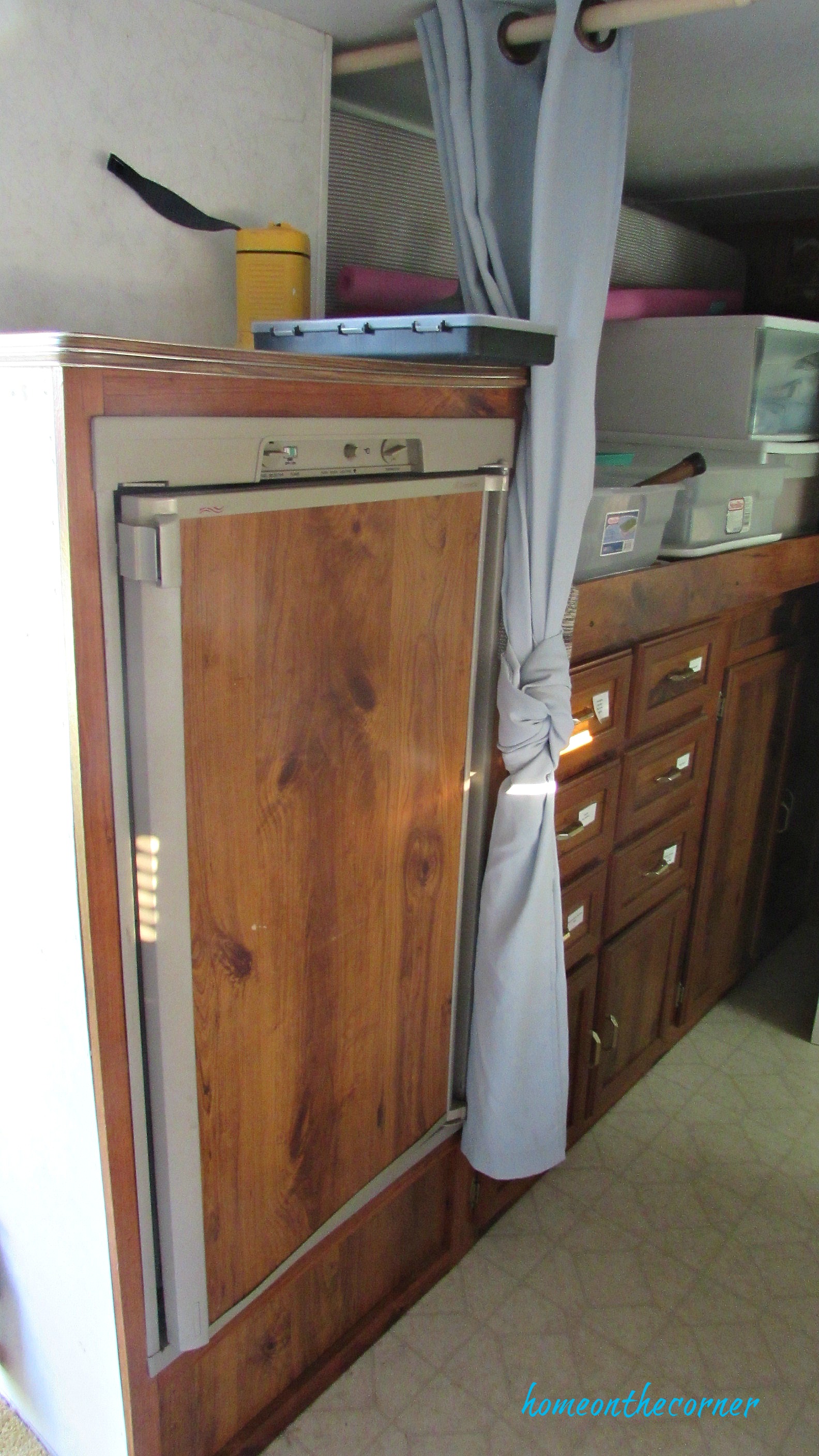 rv makeover fridge before